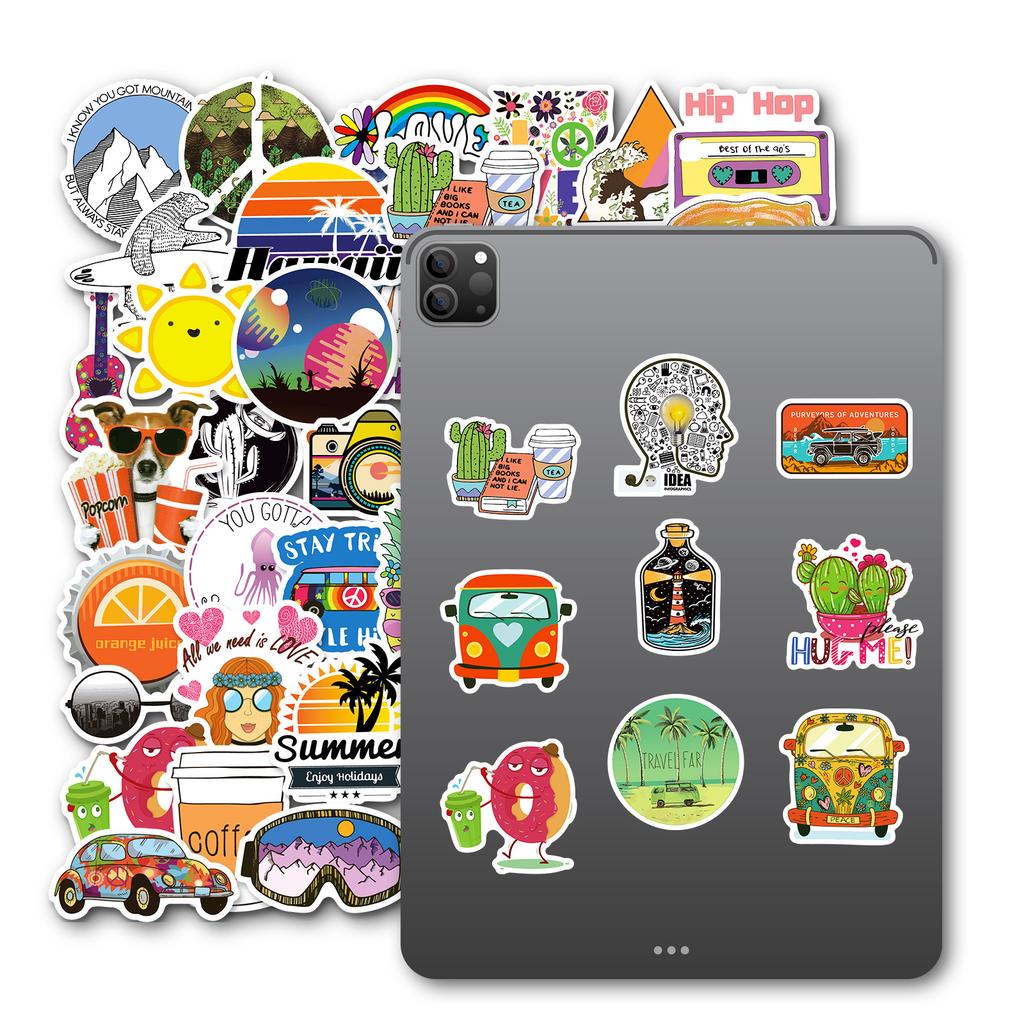100 Неповторяющихся Маленьких Свежих Наклеек-граффити для смешивания и сочетания, Наклейки-материалы для DIY на ноутбук, чашку для воды, мобильный телефон, компьютер