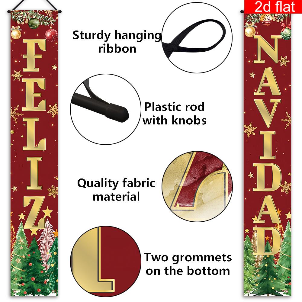 Merry Christmas Porch Sign Trees 1 Pair Indoor Outdoor Decor