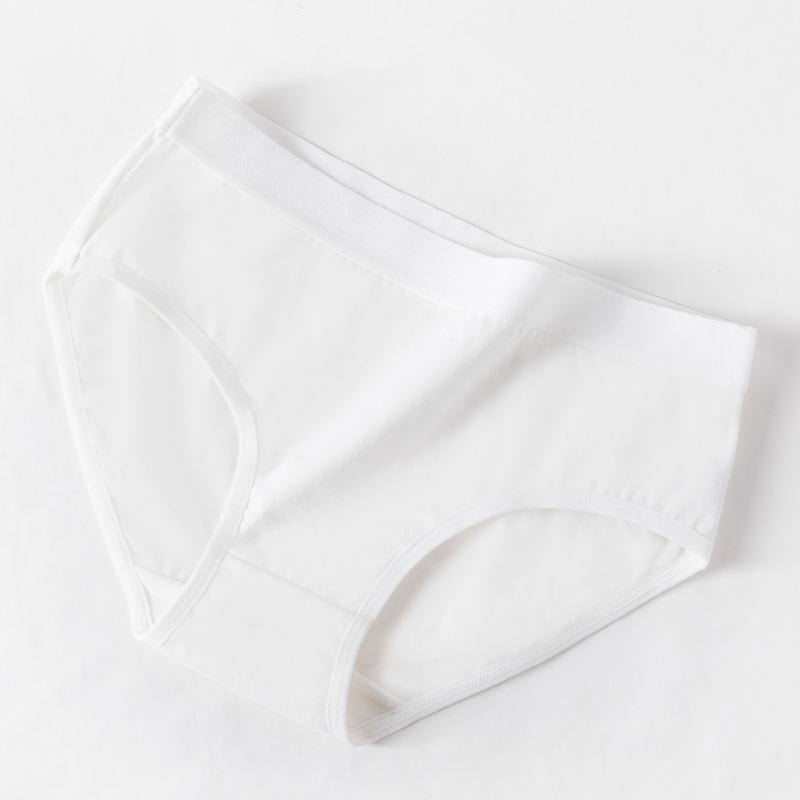 Underwear Cotton Women's Autumn Mid Waist Tuck In Comfortable and Breathable Thin Briefs Solid Color