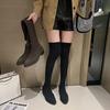 Длинные сапоги-носки для женщин, выше колена, с высоким эластичным голенищем, женская обувь на среднем каблуке, удобная и элегантная