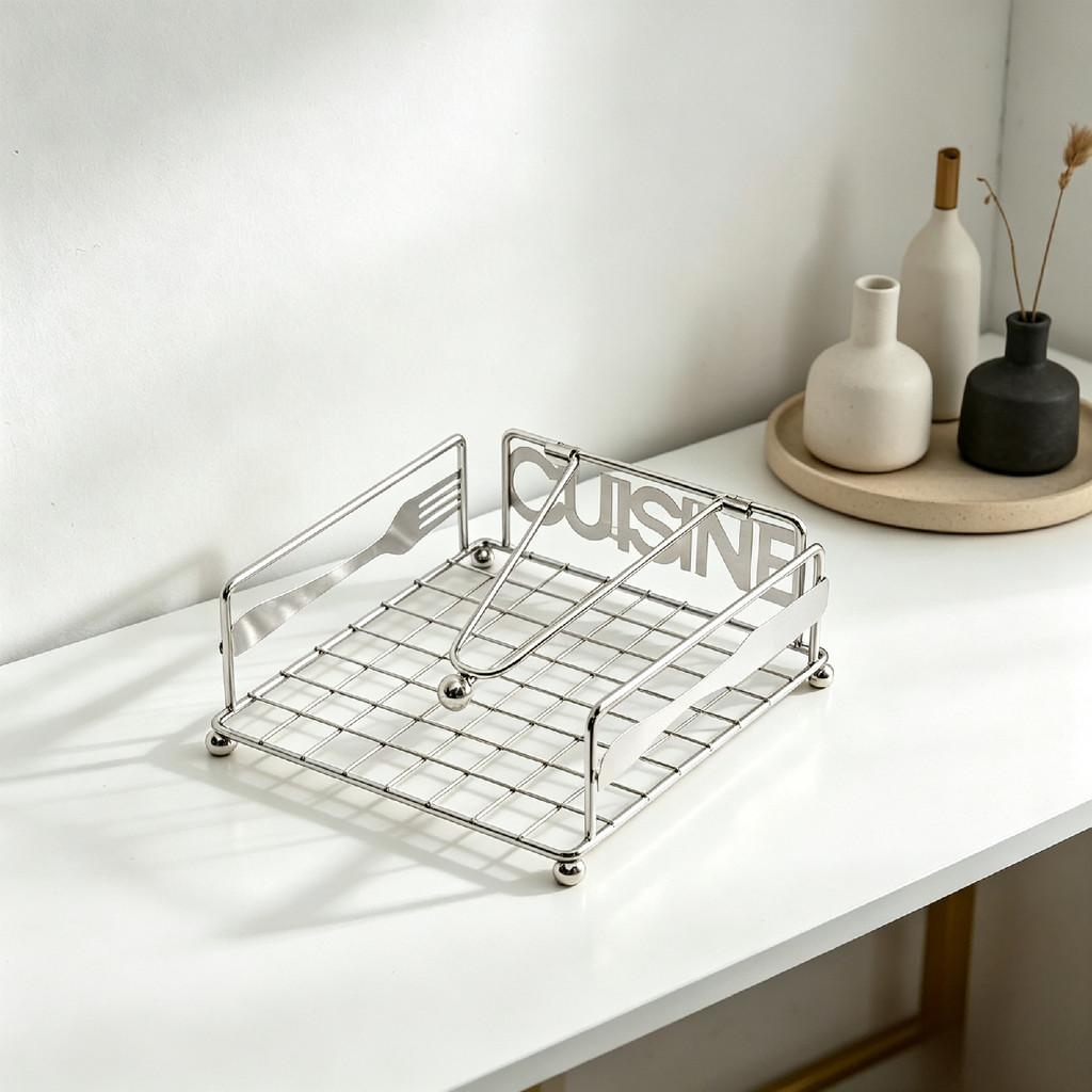 Iron Napkin Holder With Geometric Design For Dining Room And Cafe Decor