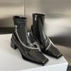 Модные дизайнерские винтажные ботинки челси женские толстые высокие квадратные носки на молнии осень-зима женские тонкие короткие ботинки