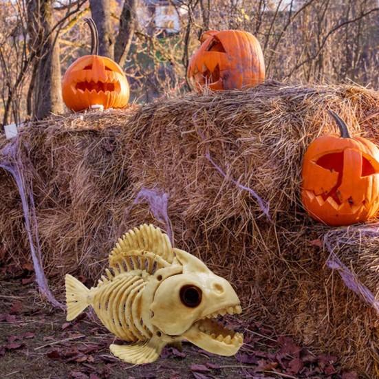 Хэллоуин скелет рыбы модель реалистичный пластиковый карп череп кость художественное украшение для домашнего офиса бар вечеринка украшение