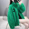 Autumn and Winter Casual Wear Double-sided Coral Fleece Cardigan Jacket Fleece Thickened Stand-up Collar Loungewear Embroidered Sweater Women