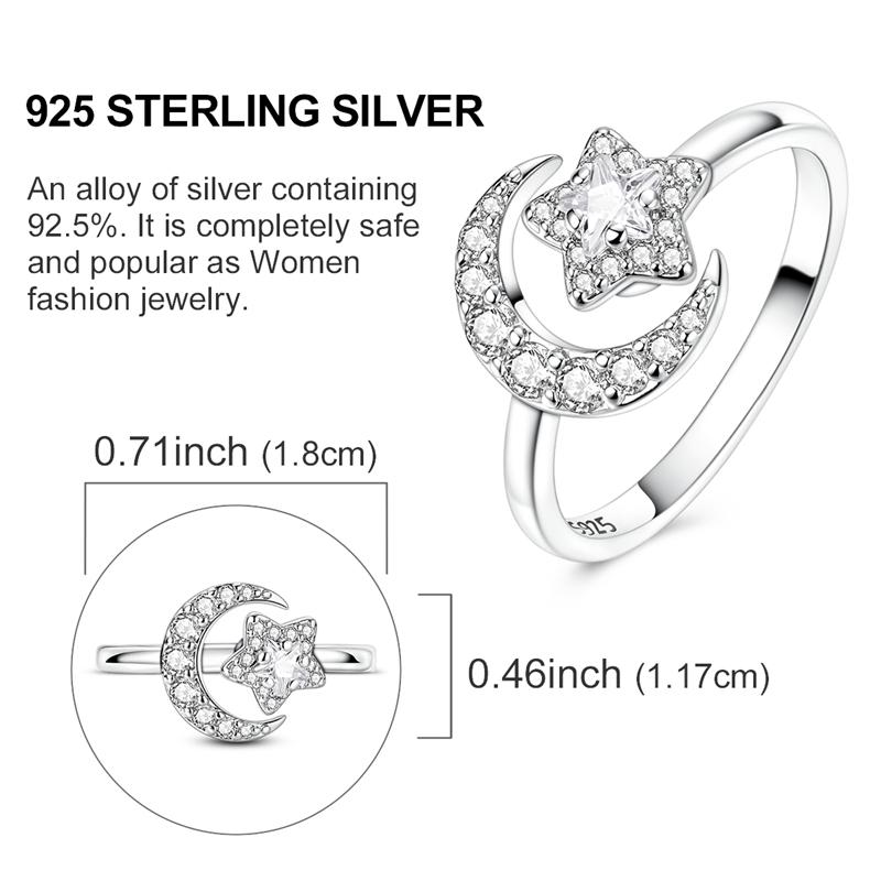Original 925 Silver Rotatable Stars Sunflower Dolphin Open Rings for Women Girls Jewelry Birthday Anniversary Engagement Gifts