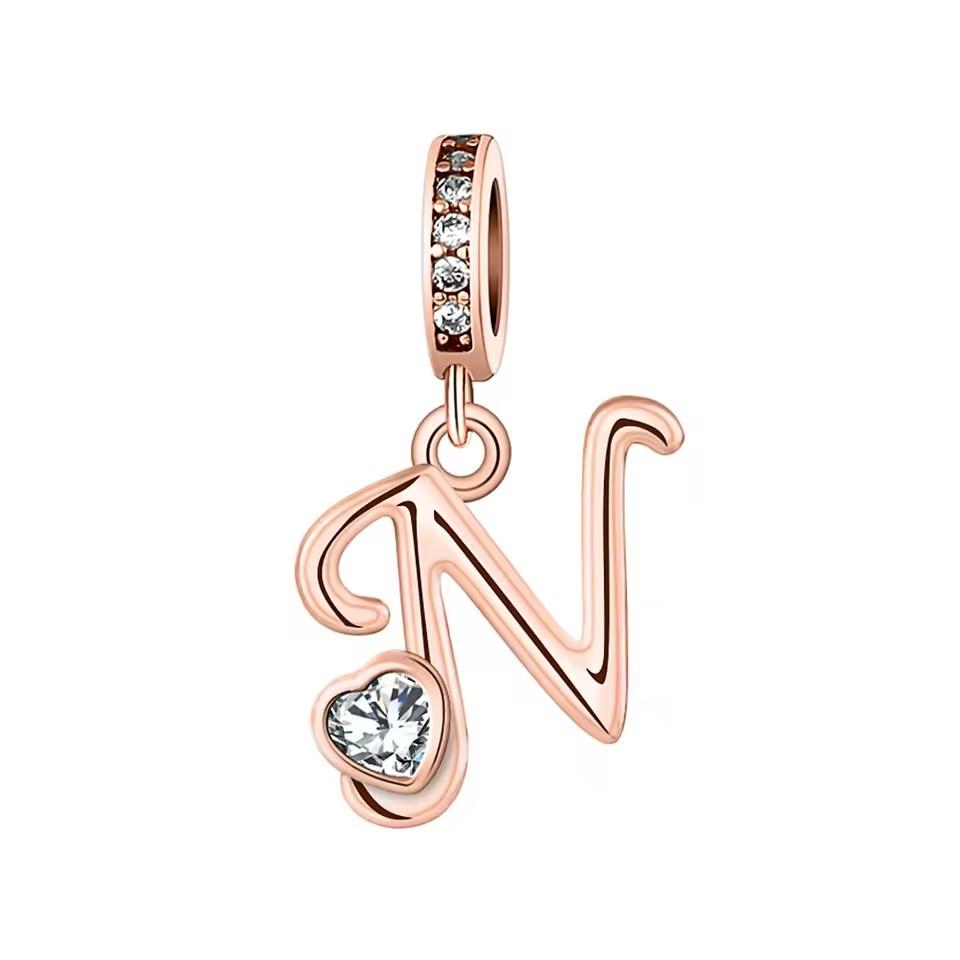 Новый медный с покрытием Rose Gold, Light Gold, двухцветный, с 26 английскими буквами, подвеска-шарм, совместим с браслетами, ожерельями, для самостоятельного изготовления украшений
