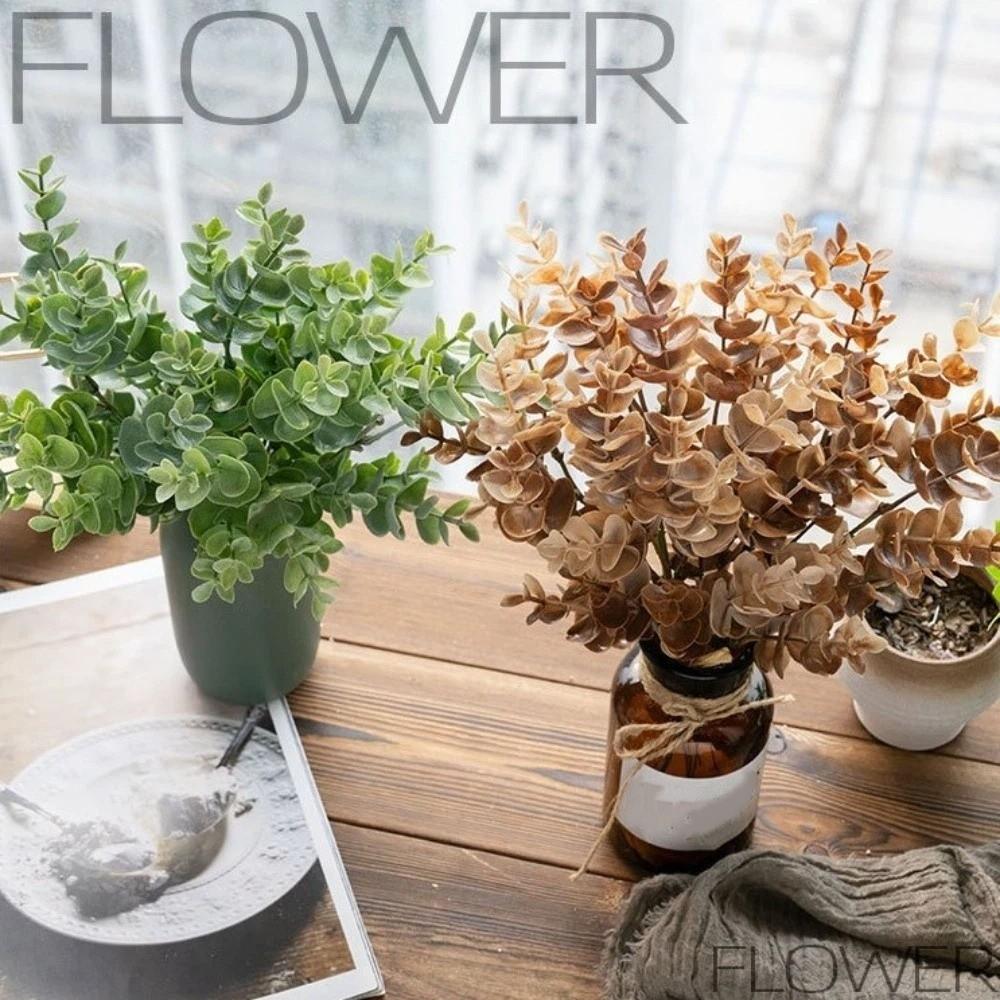 Plastic Artificial Eucalyptus Bouquet UV Resistant Lifelike Simulation Green Plants Non-Fading Handmade Faux Flower Bouquet