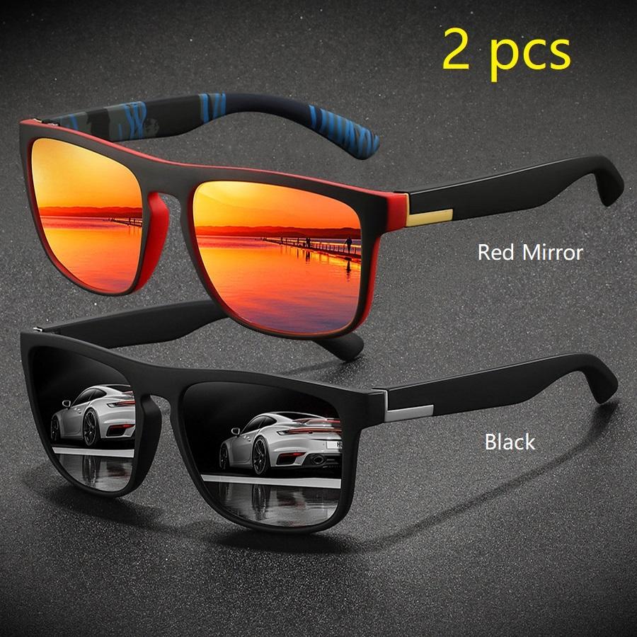 2 предмета модные винтажные квадратные спортивные солнцезащитные очки для мужчин и женщин для вождения и рыбалки брендовые дизайнерские солнцезащитные очки ретро мужские очки UV400