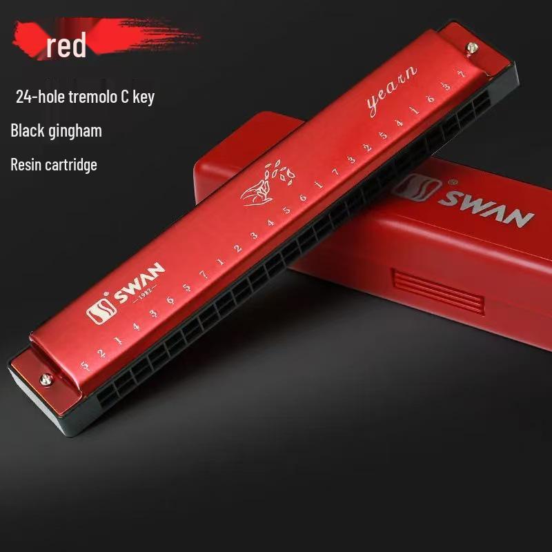 Swan 24-Hole Harmonica in C Key for Beginners and Students - Professional Performance Level Instrument