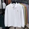 100% Хлопок Мужская Футболка Поло с Длинным Рукавом Бренд Легкой Роскоши Мода Мультяшная Вышивка Щенка Деловой Повседневный Новый Футболка