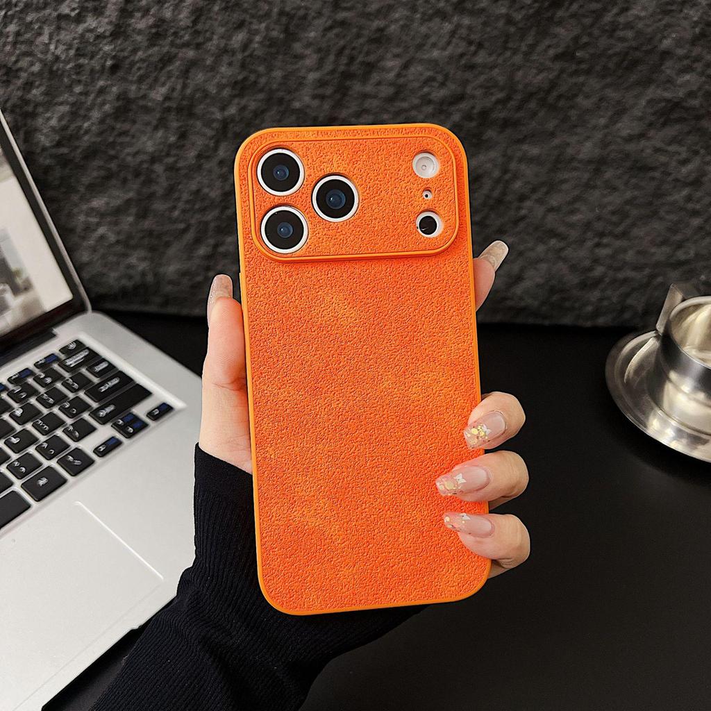 Lychee Pattern Large Window Phone Case for Apple 16PRO/16/17PROMAX with Precise Holes, Trendy Acrylic Design