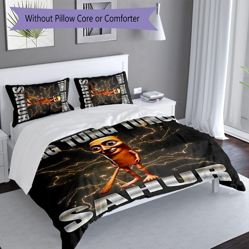 3pcs Italian Brainrot characters6 pattern bedding set duvet cover set includes duvet cover &pillowcases, perfect all season bedroom decoration & gift