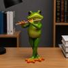 Frog Musician Statue Hand-Engraved Frog Ornament with UV Coating Mini Resin Figurine Playing Musical Instrument Garden Decor