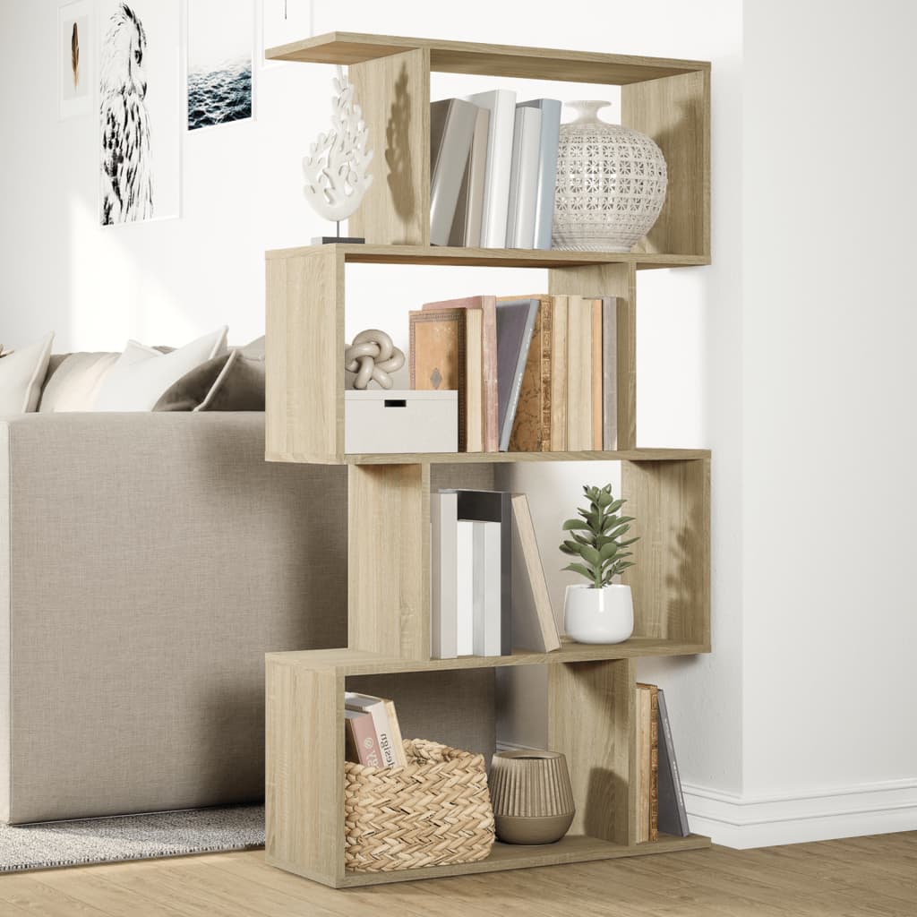 Room Divider Bookshelf with 4 Shelves Sonoma Oak Finish 70 x 24 x 129 cm