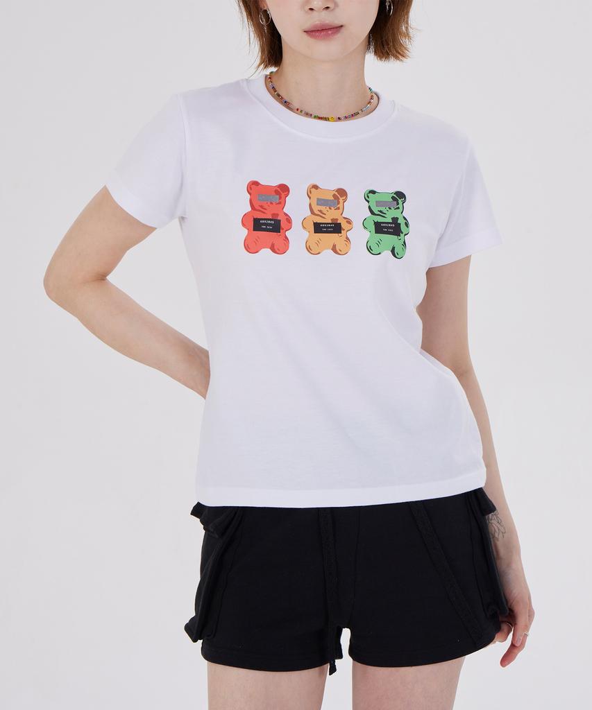 DYSFUNCT Criminals Bear Slim Fit T-Shirt(White)