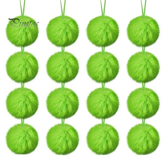 12/16 шт. Рождественские подвесные украшения 6 см зеленые пушистые шарики бант декор легкий многоразовый елочный кулон праздничный декор подарки