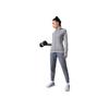 Li Ning Fitness Series однотонная утолщенная теплая толстовка с капюшоном на молнии для женщин светло-серая AWDSA94-2