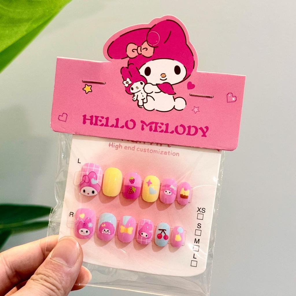 Милые мультяшные накладные ногти Sanrio Kawaii для детей: Моя Мелоди, Хелло Китти, Куроми