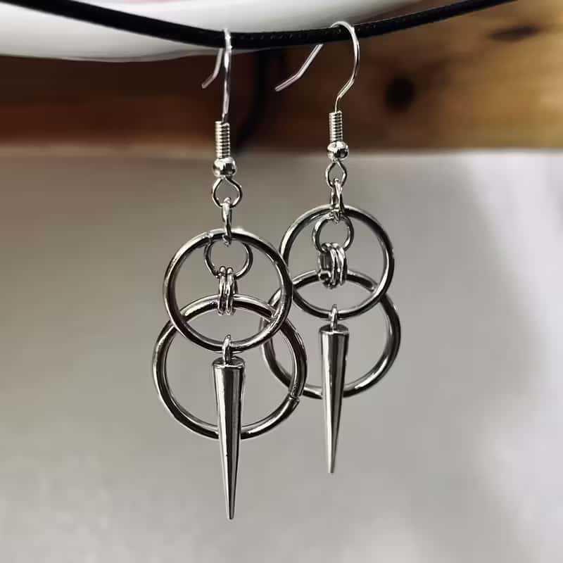 Vintage Gothic Court Tassel Dangle Earrings Silver Color Goth Punk Aesthetic Fashion Jewelry Accessory