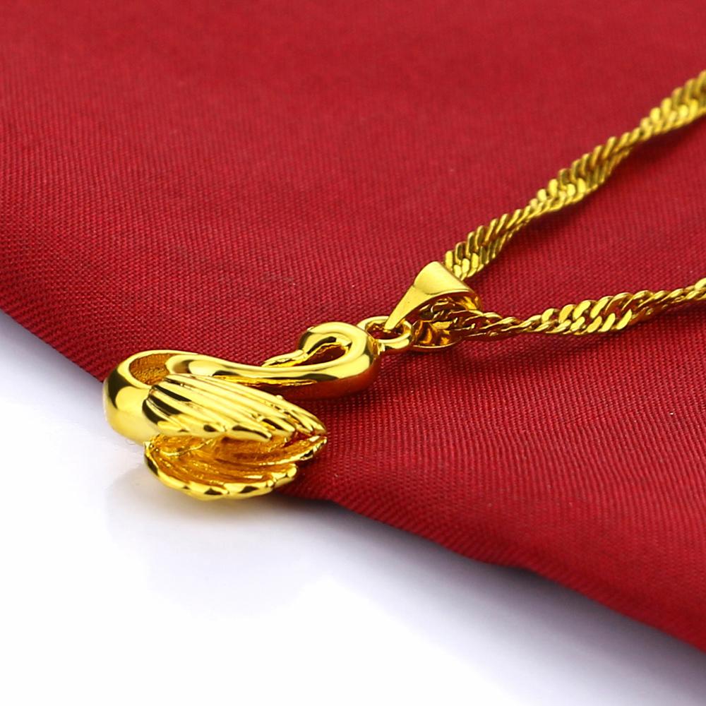 Изысканные ювелирные изделия, женское позолоченное ожерелье, минималистское серебро 925 пробы, кулон с лебедем, цепочка с поверхностью, золотые 24-каратные колье-чокеры, ожерелья 40-60 см