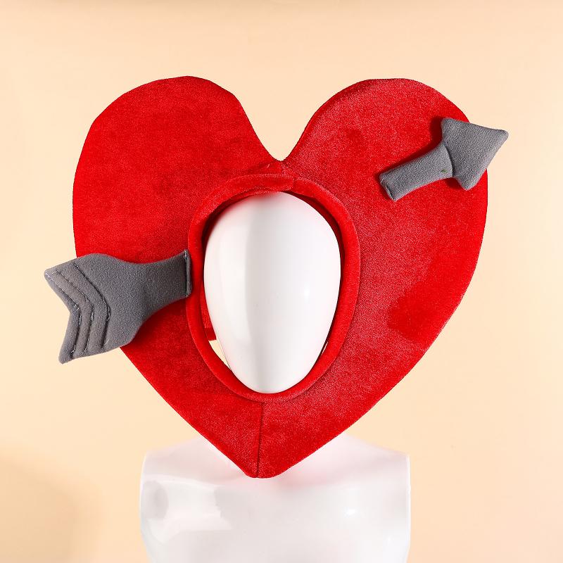 Cupid Plush Heart Headpiece Valentine's Day Performance Prop Cartoon-Style Fun Beanie 40 × 45 Cm less