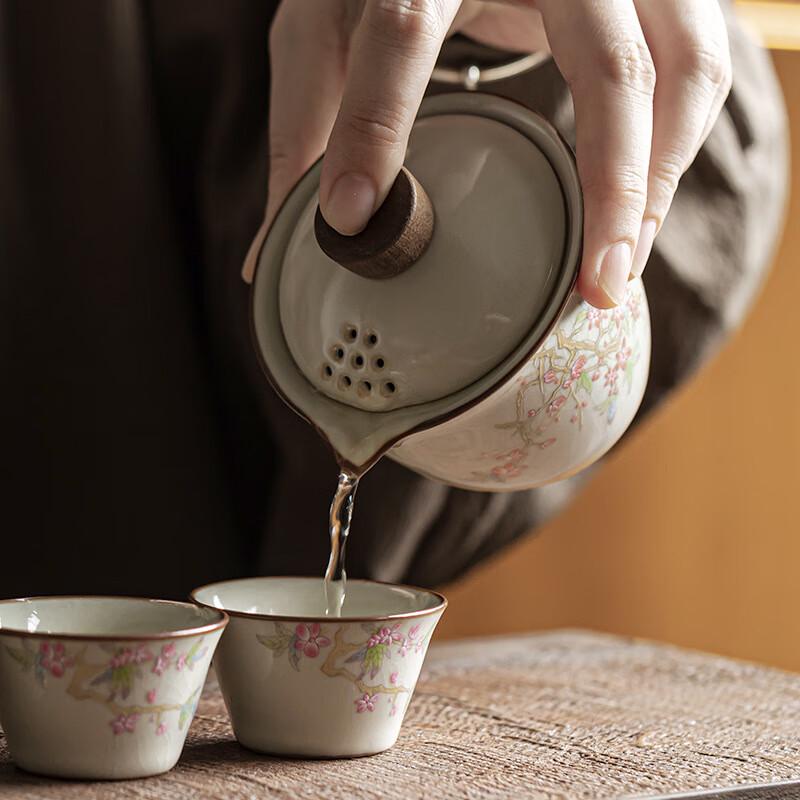 Zhi Nian Hua Ru Kiln Ceramic Travel Tea Set