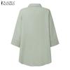 ZANZEA Женская однотонная блузка свободного кроя с рукавом 3/4 и отложным воротником