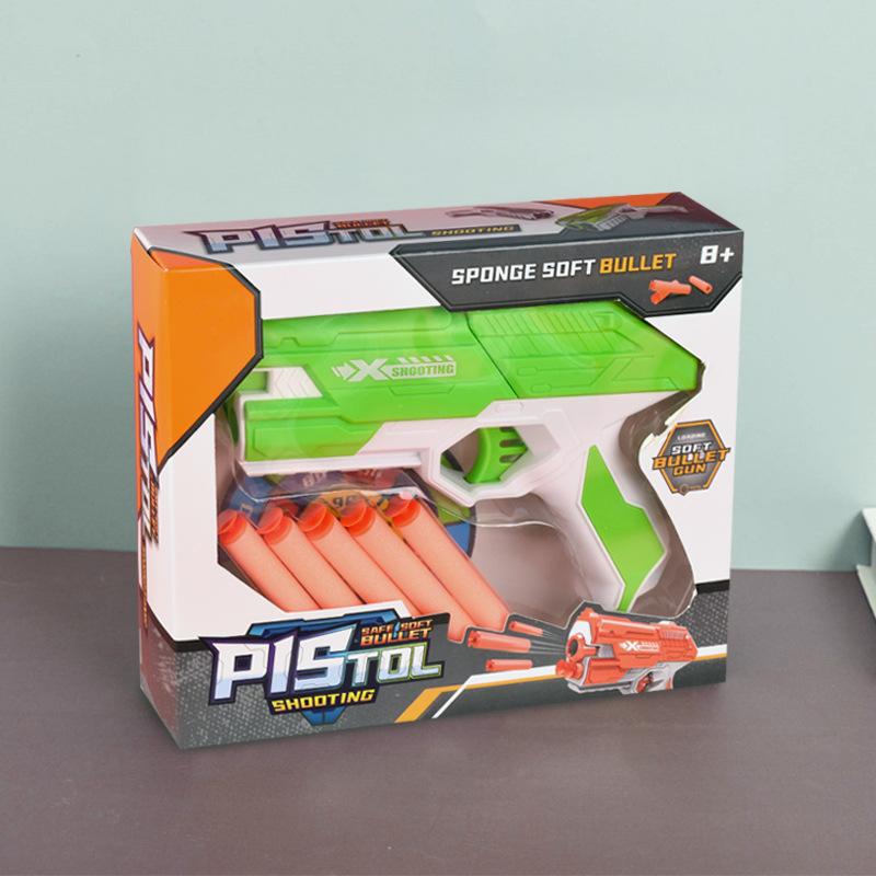 Детский игрушечный пистолет с мягкой пулей, ручной пистолет, дротик, бластер, красочная пластиковая модель для стрельбы, пусковая установка с коробкой, подарок на день рождения для мальчиков