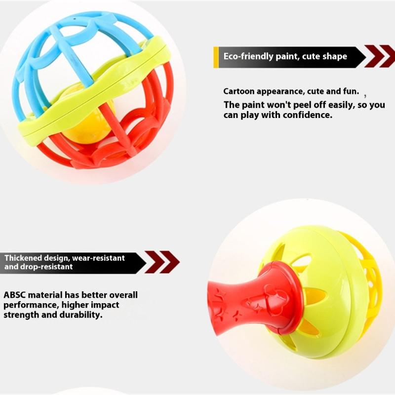 Baby Chew Toy With Textured Roller Ball And Gentle Rattle Sound For Hand Eye Coordination