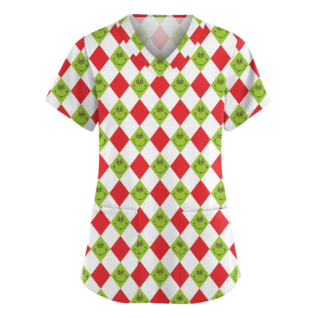 Женская мода V-образный вырез короткий рукав комбинезон с карманами принт топы одежда