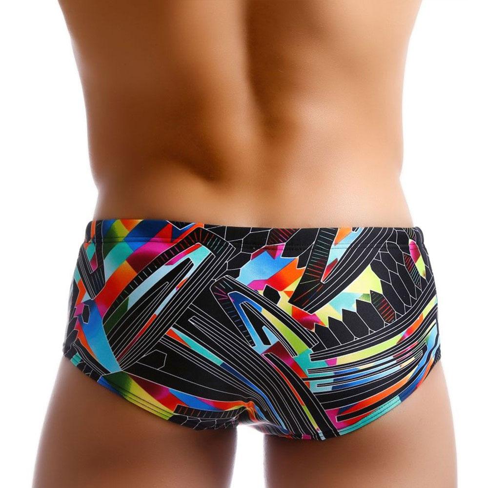 Men's Swim Brief Fashion Print Bikini Shorts with Removeable Pad Swimwear