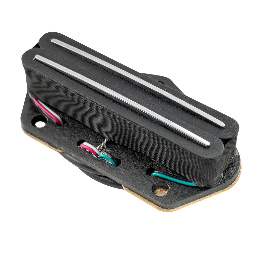 Musiclily Pro TL-DPLA Alnico 5 Single-Sized Humbucker Bridge Pickup, 6.2K Gold, for Telecaster Electric Guitars, Black Body with Chrome Rails