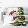 1 шт. Одеяло с принтом «Счастливого Рождества», «Снеговик», Качественное, Мягкое, Теплое, Плед, Зимнее, Детское, Диван, Кровать, Пушистое Покрывало, Новый год