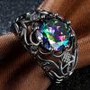 New hand jewelry hot colorful stone creative retro alloy inlaid topaz ring