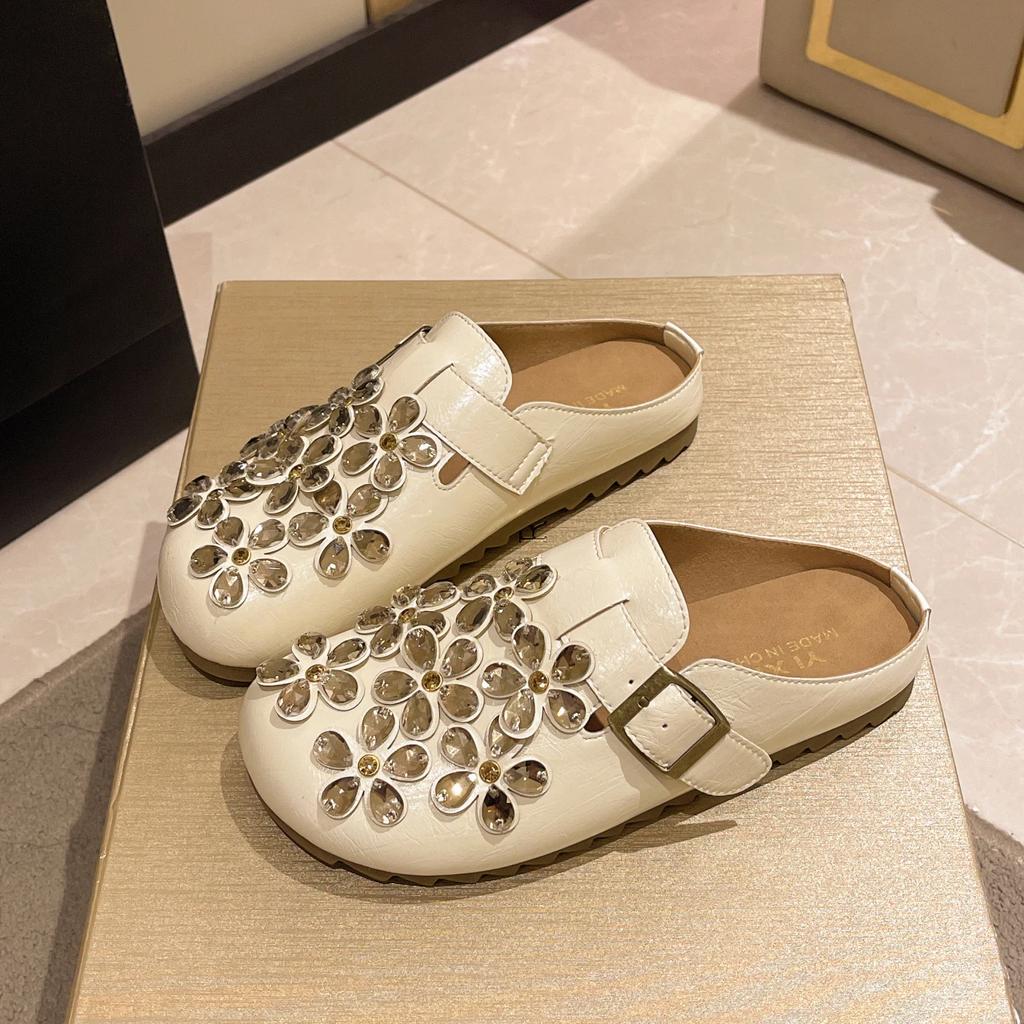 Fashion 2025 Brand Shoes for Women Baotou Women's Slippers Fashion Sequins Casual Slippers Women Hot Sale Belt Buckle Flat Slippers