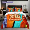 Grizzlys Bold Adventure Three-piece set (1 * duvet cover + 2 * pillowcase, without core) 2D Flat Christmas birthday gift Soft and comfortable