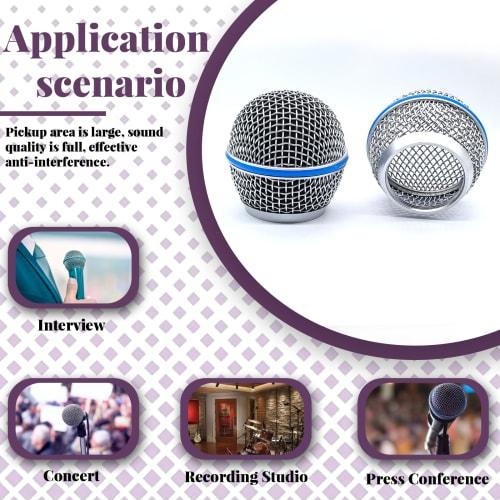 Cionyce BETA58A Replacement Microphone Head, Standard Size, Grille Microphone with Foam, Pack of 4