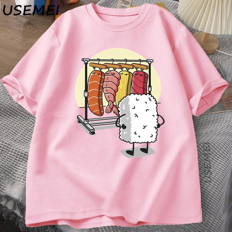 Футболка Sushi Wardrobe Женская Мужская Смешная Высококачественная Футболка Хлопок Графические Футболки Свободные С коротким рукавом С принтом Футболка Мужская Топы