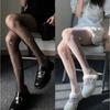 Black Silk Stockings Womens Thin BlackinsDisco Jumping Socks Internet Celebrity Hot Drilling Fishnet Stockings White with Diamo