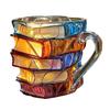 3D Painted Book Mug Hand-Painted Stacking Book Coffee Cup Unique Teacher Appreciation Gift for Book Lovers