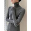 Pile Collar Knitted Sweater for Women, Slim Fit with Wool Lining, Tight Fitting High Neck Base, Seamless Sweater for Women