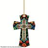 Elegant Easter Acrylic Cross Flat Hanging Accessory For Car Interior And Keychain