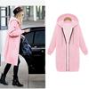 Autumn and Winter Women's Plus Size Hooded Long Sleeve Sweatshirt Mid-Length Jacket