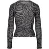 T-shirt Femme - Urban Classics - AOP Mesh Turtleneck Longsleeve - Gris/Noir - Manches Longues - Col Montant