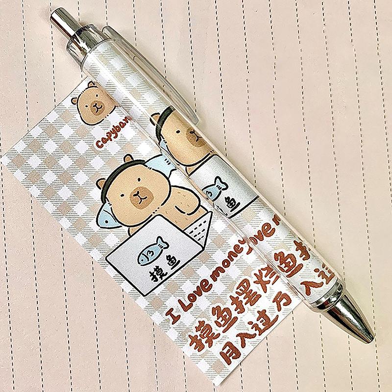 Capybara Press Pen Cartoon Cute Roll Paper Гелевые ручки Student 0.5Mm Быстросохнущая ручка для письма Kawaii Креативные канцелярские принадлежности