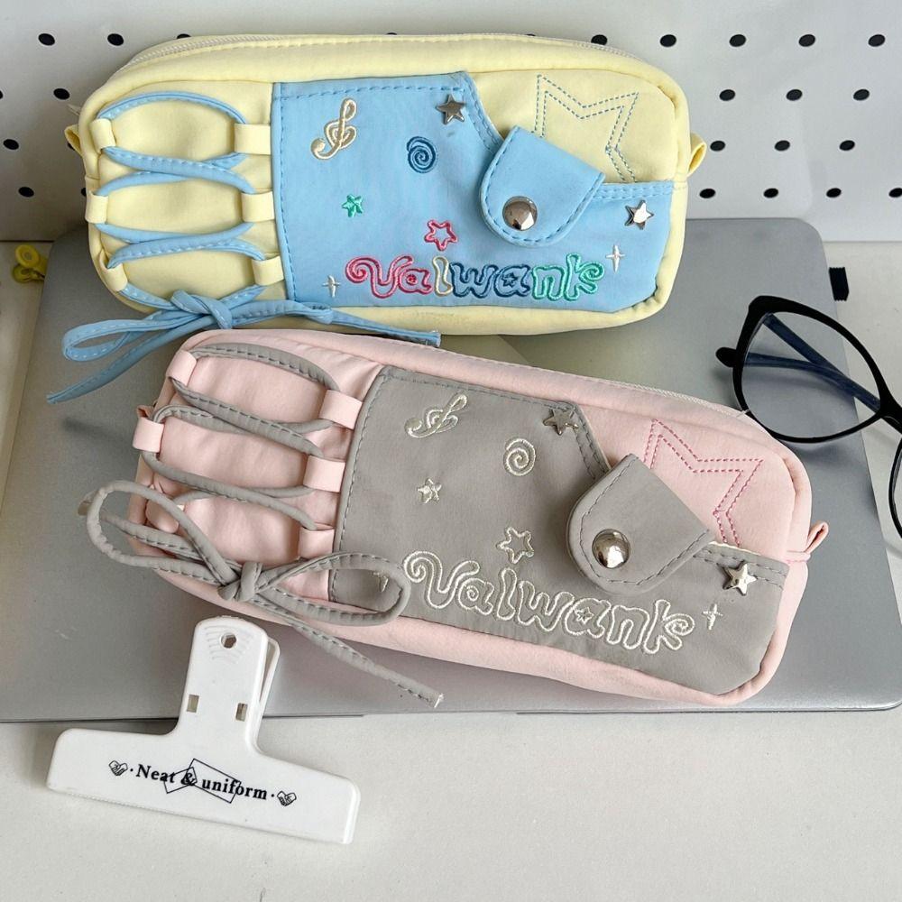 Large Capacity Pen Bag Zipper Stationery Organizer INS Pencil Case Students