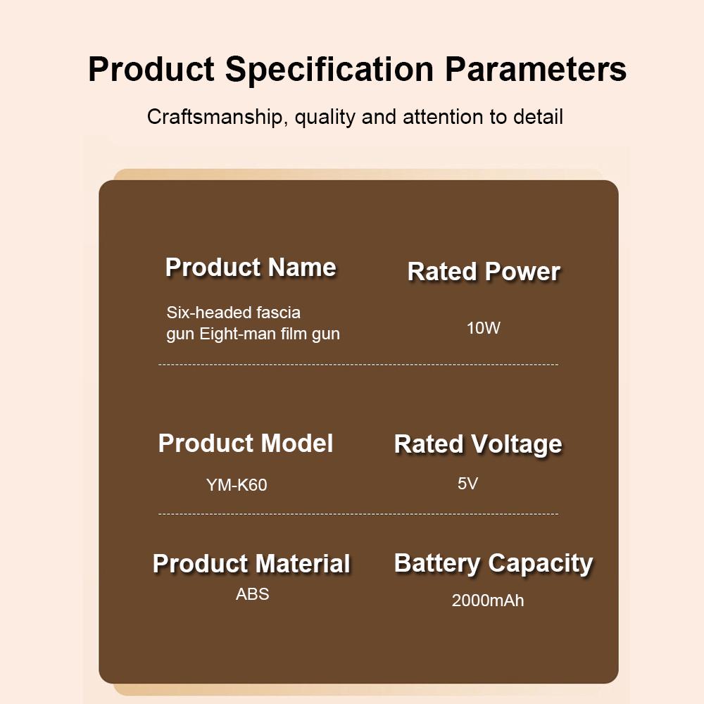 Fascia Gun 6 головок массажный пистолет мышечная релаксация электрический массажер для тела глубокий массаж мышц для снятия боли спины ноги шеи