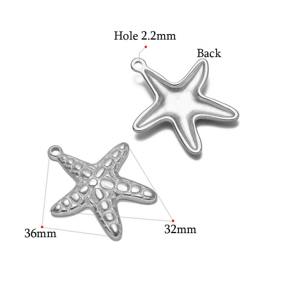 5pcs Gold Starfish Shell Charms for DIY Jewelry Accessories Stainless Steel Necklace Pendant Bracelets Findings Earrings Making