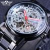Winner New Top Men's Watch Black Skeleton Steel Band Men's Automatic Mechanical Watch Men's Blue Needle Automatic Mechanical Watch
