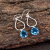 Swiss Blue Topaz Gemstone 925 Sterling Silver Jewelry Handmade Earrings 1.90" EE-19-7